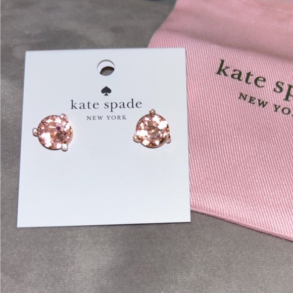 Kate Spade Peach Rise and Shine Studs Cubic Zirconia With Duster Bag Pierced NWT - Picture 7 of 13